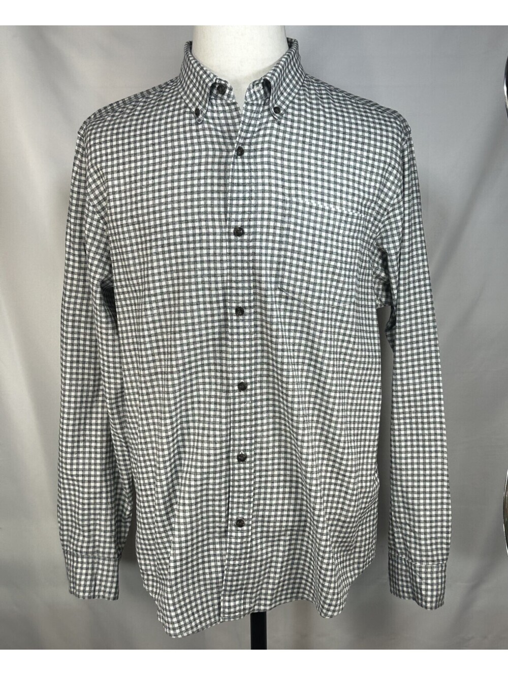 Banana Republic Camden Fit Luxe Flannel Button Up Gray Men L